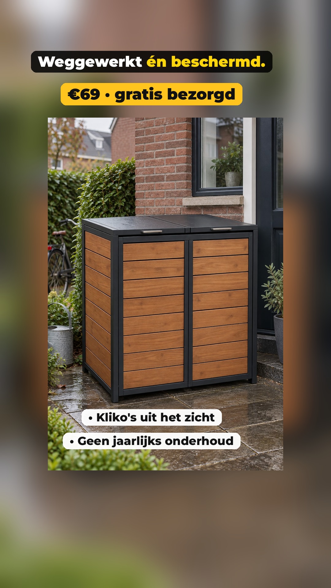 Weggewerkt én beschermd. · €69 · gratis bezorgd · Kliko's uit het zicht · Geen jaarlijks onderhoud